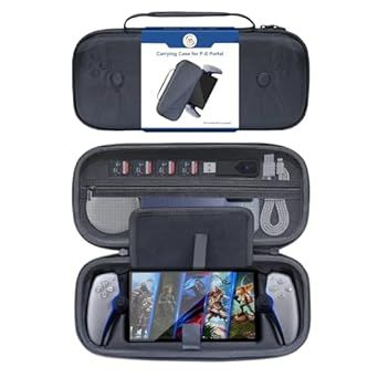 JDDWIN Case Compatible with PlayStation Portal,Built-in Screen Protector Portable Handheld Carrying Case Bag for Travel and Storage.Shockproof/Non-Drop and Anti-Collision (Patterned Black)