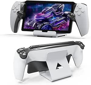 EJGAME Tablet Desktop Stand Compatible with Playstation Portal/Steam Deck/ROG Ally,Desktop Handheld Game Console Holder with Anti-Slip Silicone Pad (White)